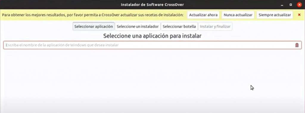 Buscar Aplicación en CrossOver