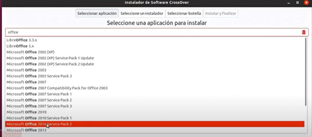 Seleccionar Aplicación