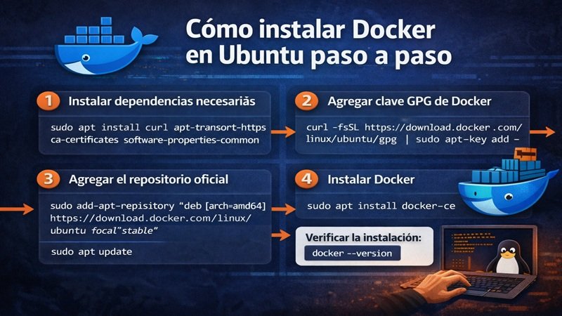 Pasos para instalar Docker en Ubuntu con comandos de terminal en servidores Linux