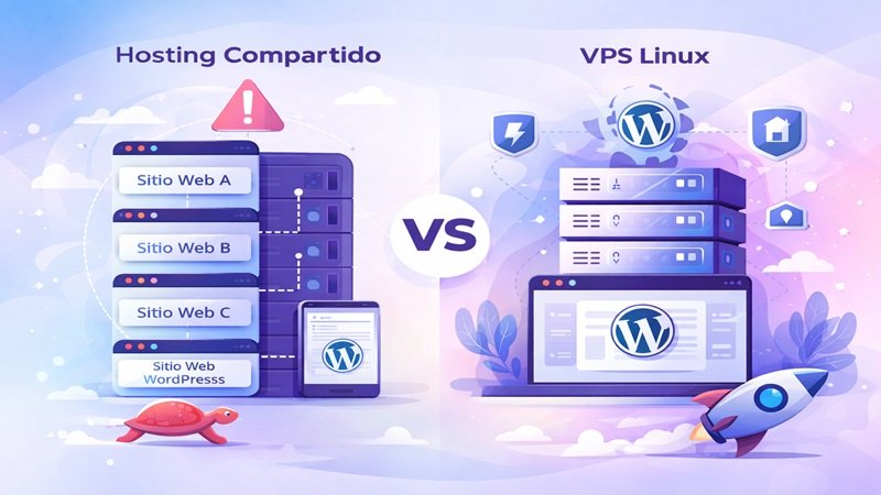 Comparación VPS Linux vs hosting compartido para WordPress con mejor rendimiento y velocidad