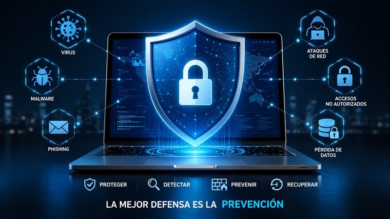seguridad informática protegiendo sistema contra virus y malware