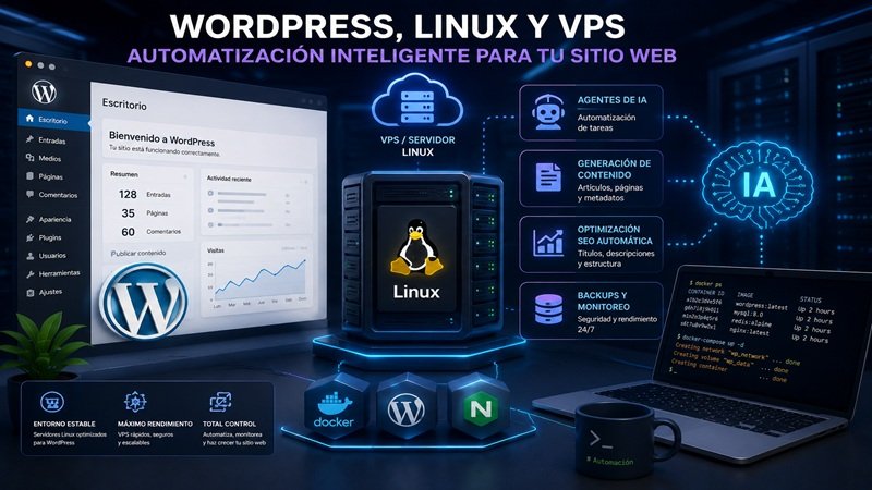 Automatización de WordPress con Linux, VPS y herramientas de inteligencia artificial