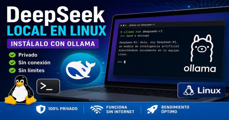 DeepSeek local en Linux instalado con Ollama ejecutándose sin conexión en Ubuntu