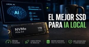 SSD NVMe PCIe 4.0 recomendado para ejecutar inteligencia artificial local con Ollama, LM Studio y modelos LLM.